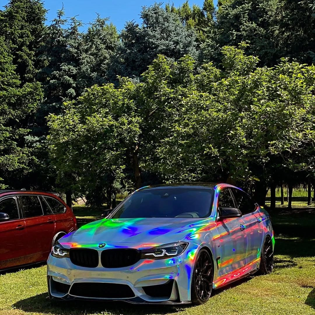 Gloss Holographic Chrome Laser Electroplated Silver Car Vinyl Wrap
