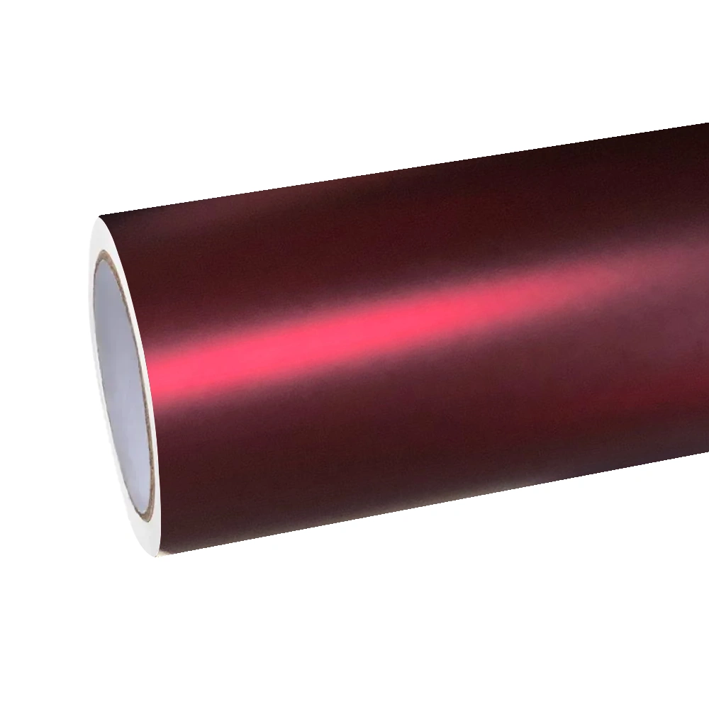 Satin Chrome Metallic Romanee Red Vinyl Wrap | Satin Romanee Red