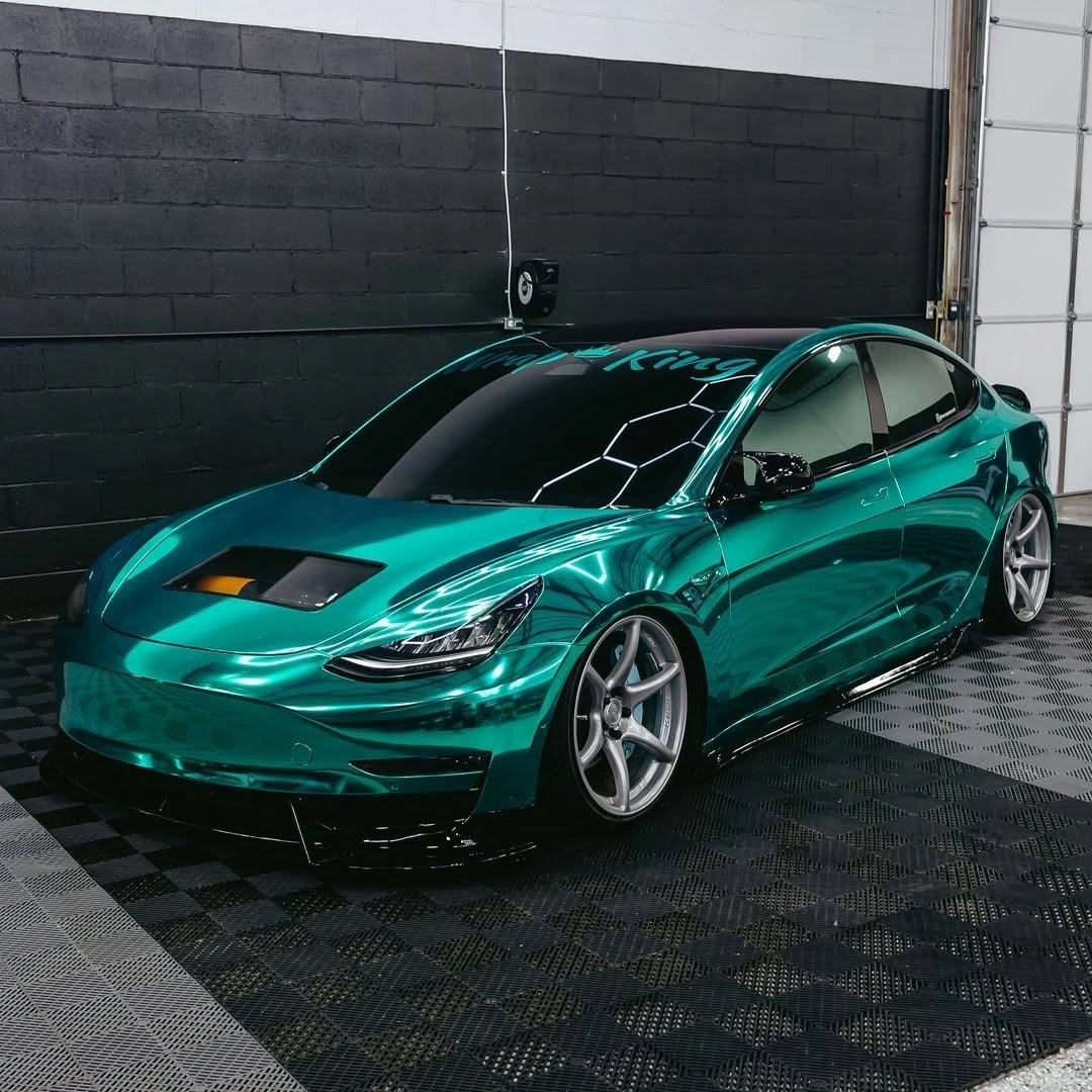 Gloss Mirror Chrome Green Car Vinyl Wrap PET