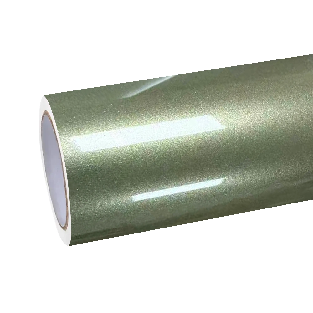 Gloss Metallic Olive Green Car Vinyl Wrap PET
