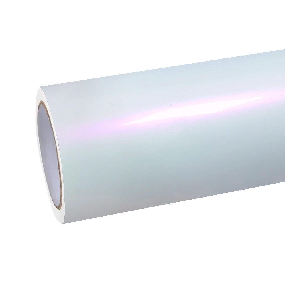 Gloss Metallic Chameleon Pearl Pink White Car Vinyl Wrap PET