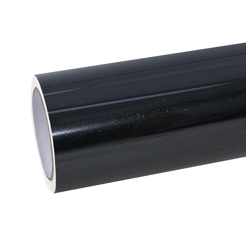 Gloss Metallic Glitter Black Car Vinyl Wrap PET