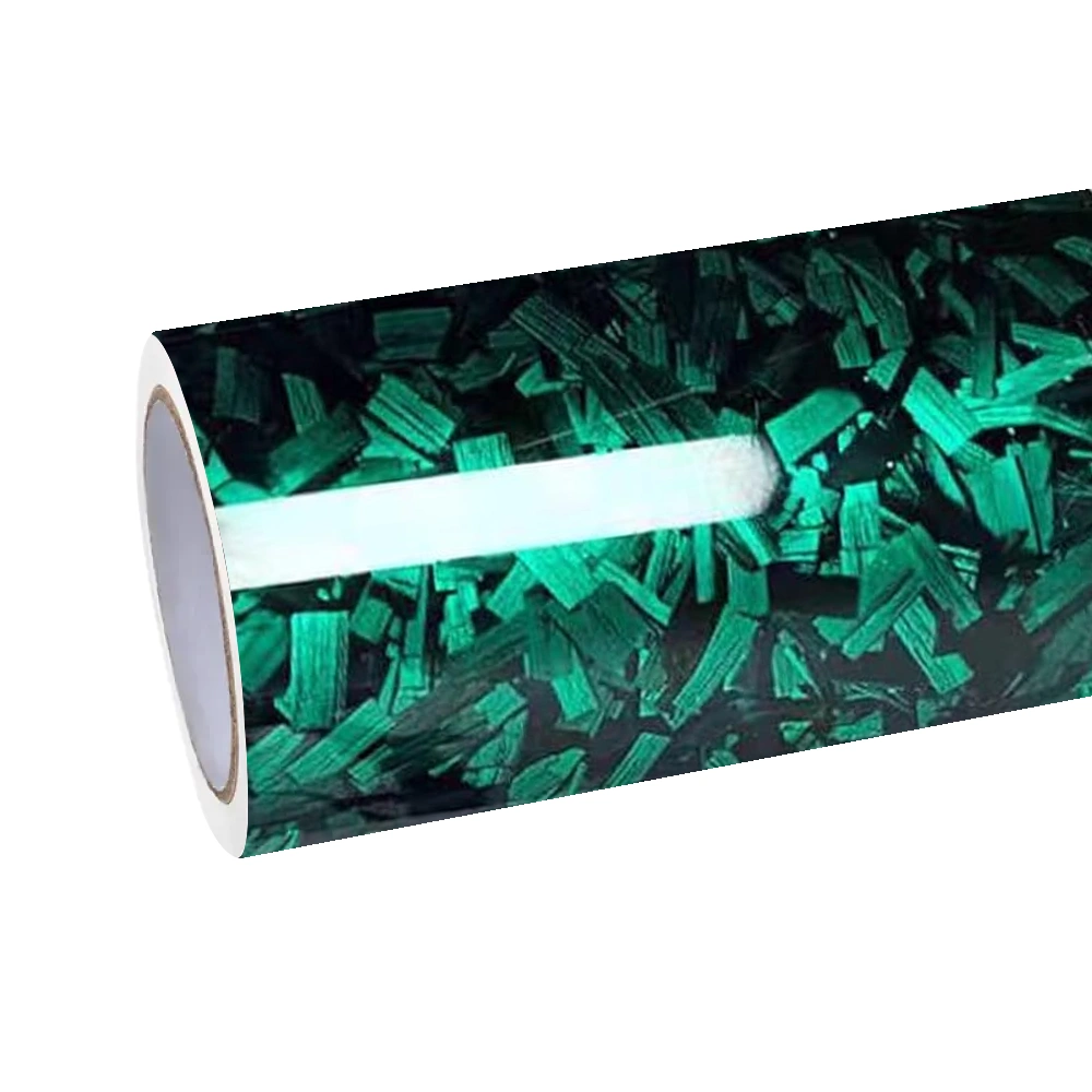 Gloss Green Forged Carbon Fiber Car Vinyl Wrap PET