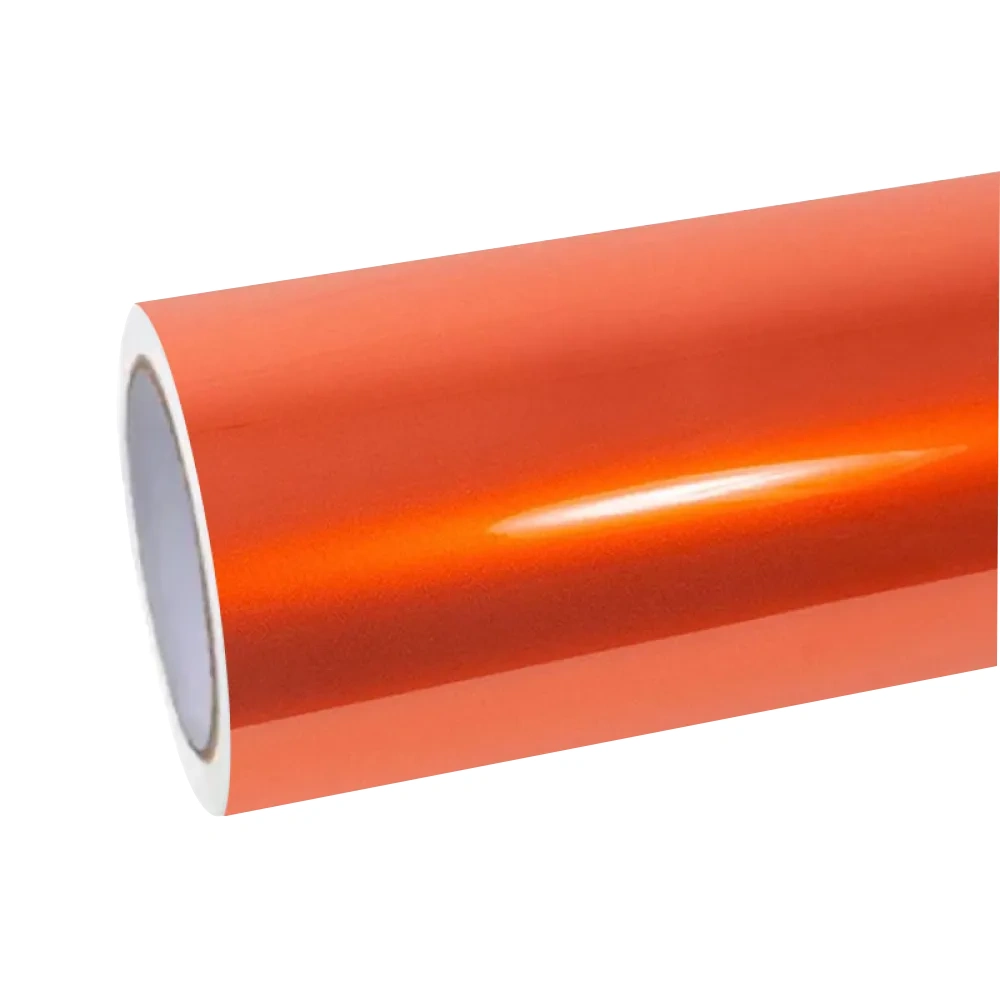 Gloss Metallic Fiery Orange Car Vinyl Wrap PET