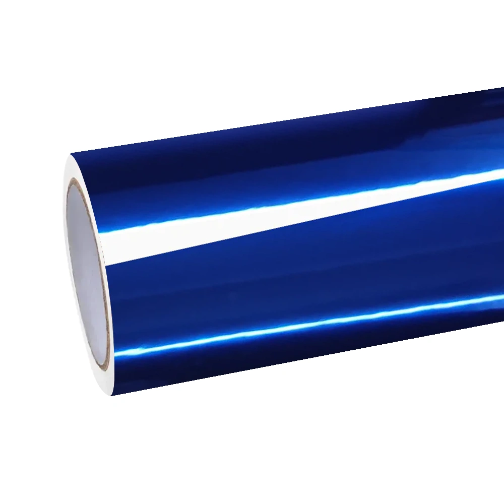 Gloss Mirror Chrome Blue Car Vinyl Wrap PET