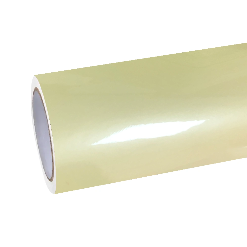 Gloss Light Yellow Car Vinyl Wrap PET