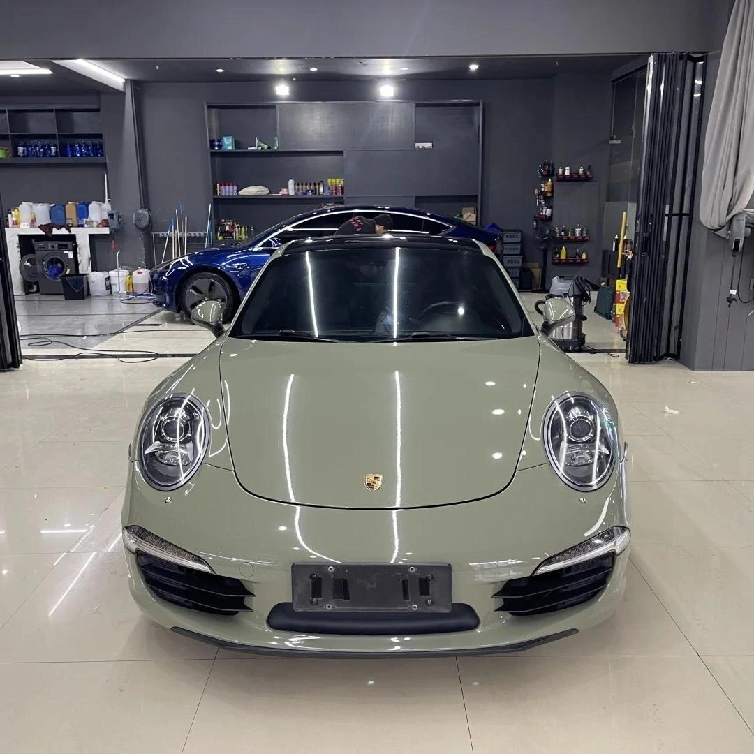 Glossy Khaki Green Car Vinyl Wrap PET