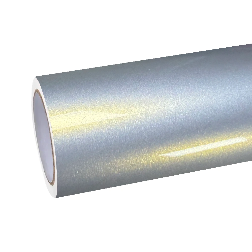 Ultra Gloss Metallic Chameleon Silver Gold Car Vinyl Wrap PET