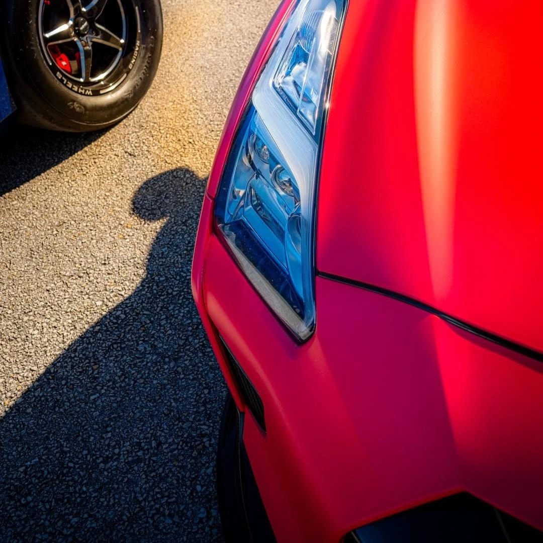 Matte Fluorescent Pink To Black Gradient Custom Car Wrap