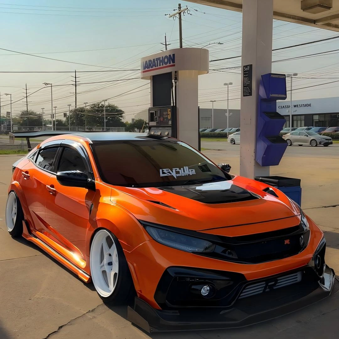 Gloss Metallic Fiery Orange Car Vinyl Wrap PET