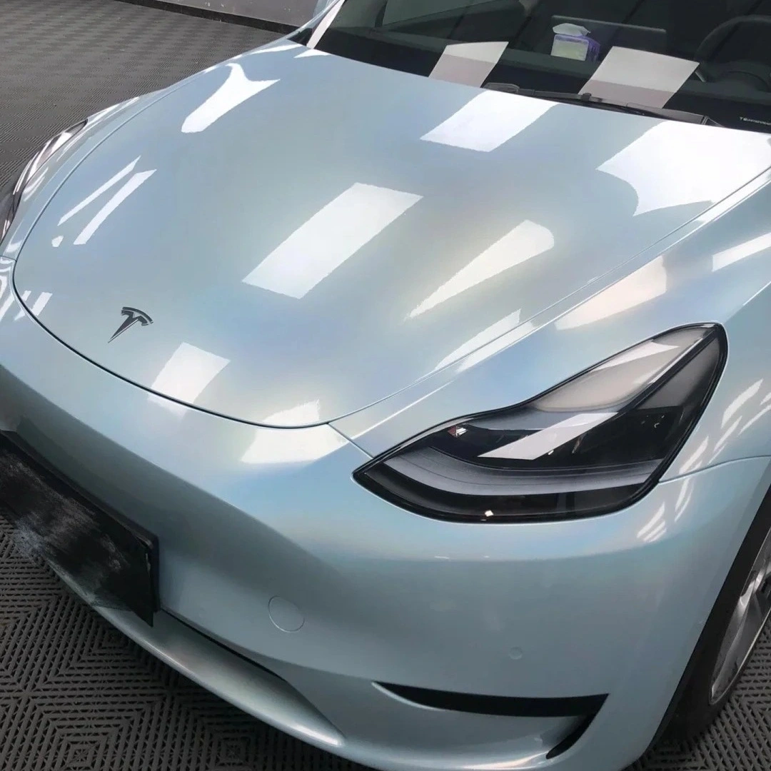 Gloss Metallic Rainbow Laser Ice Blue Car Vinyl Wrap PET