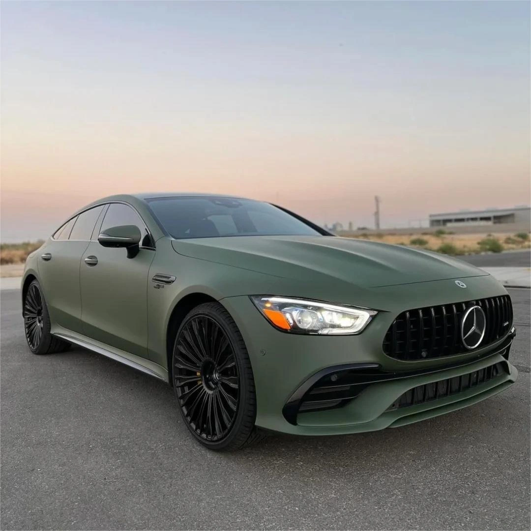 Matte Satin Khaki Dark Green Car Vinyl Wrap | Ultimate Flat Khaki Green Car Wrap PET