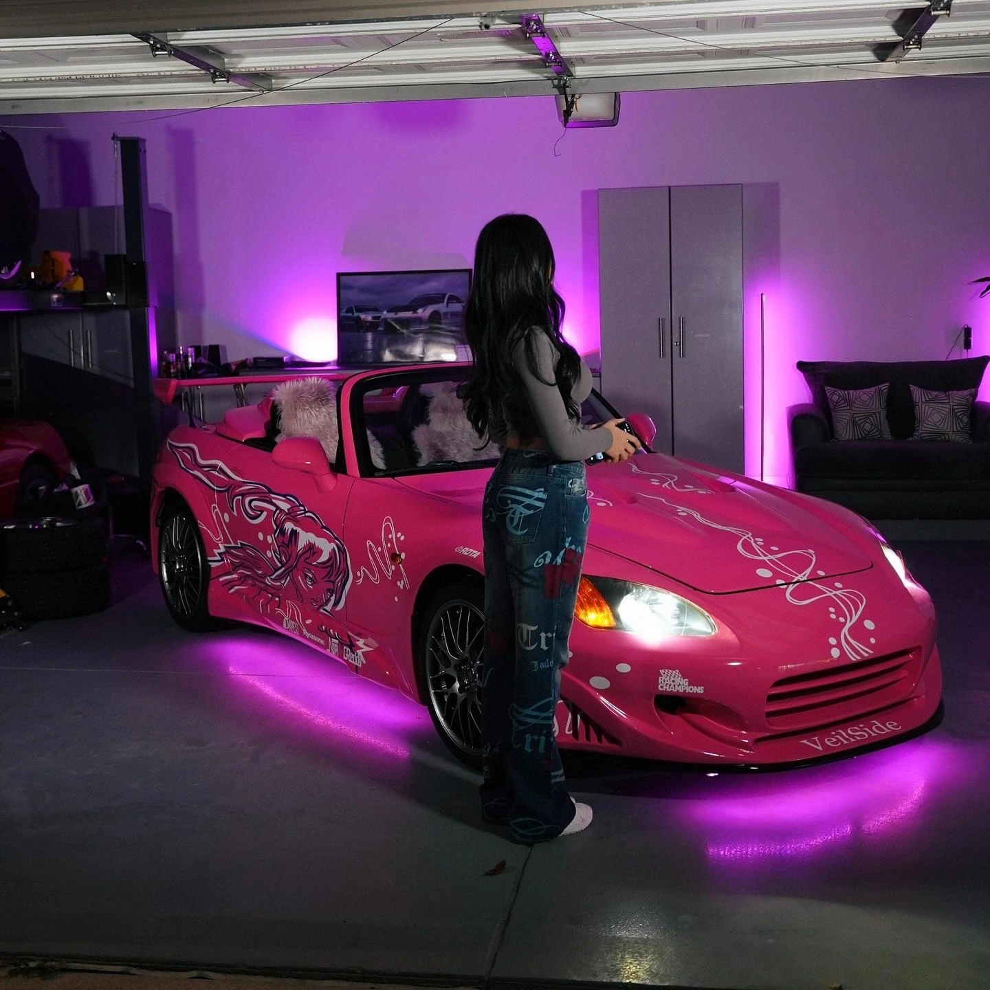 Gloss Princess Pink Car Vinyl Wrap PET