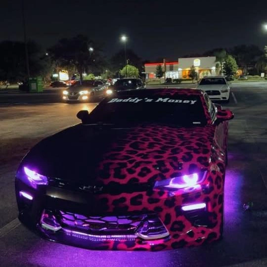Pink to Black Gradient Leopard Print Custom Car Wrap