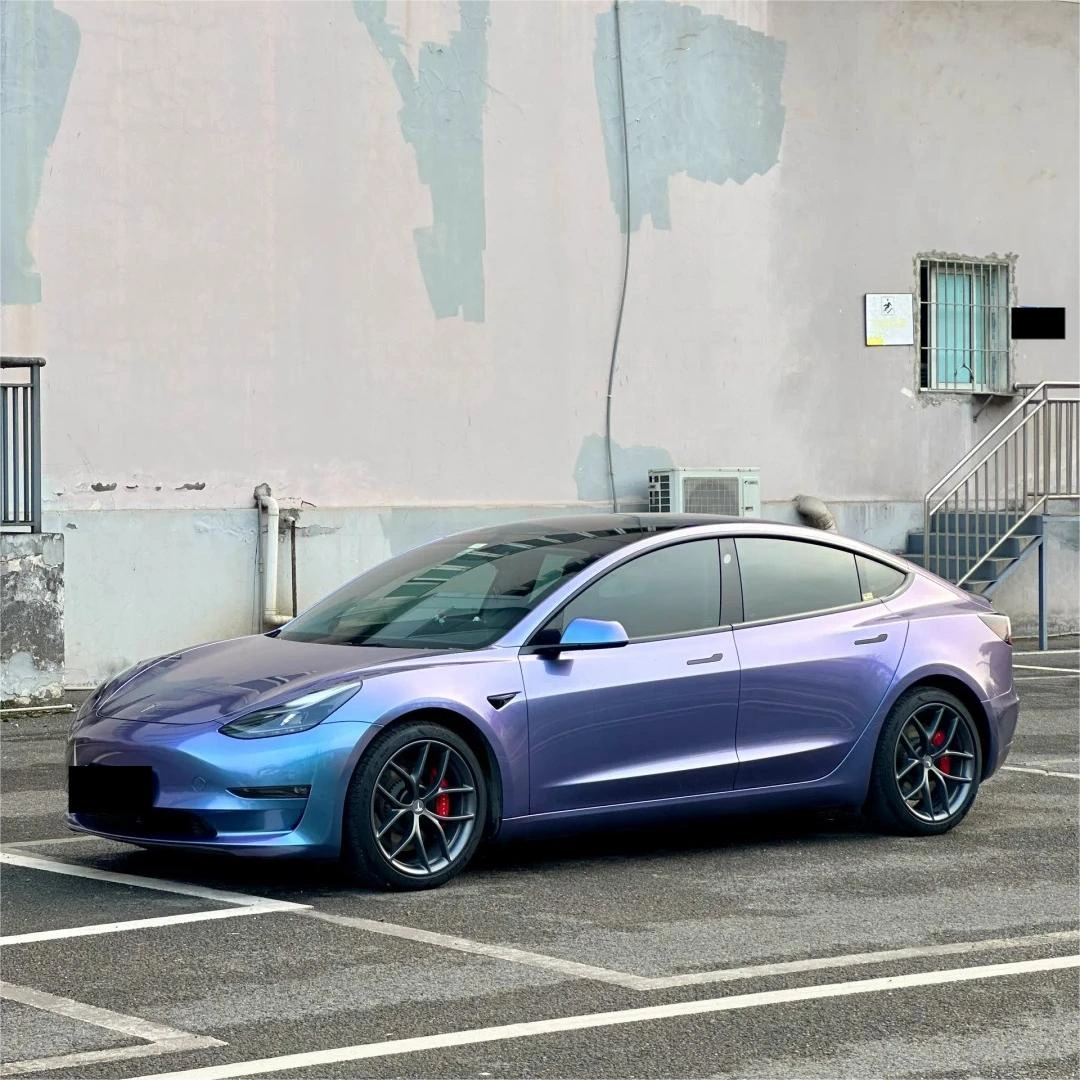 Gloss Metallic Chameleon Grey Purple Car Vinyl Wrap PET