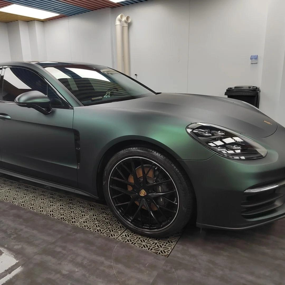 Matte Metallic Diamond Green Car Vinyl Wrap PET