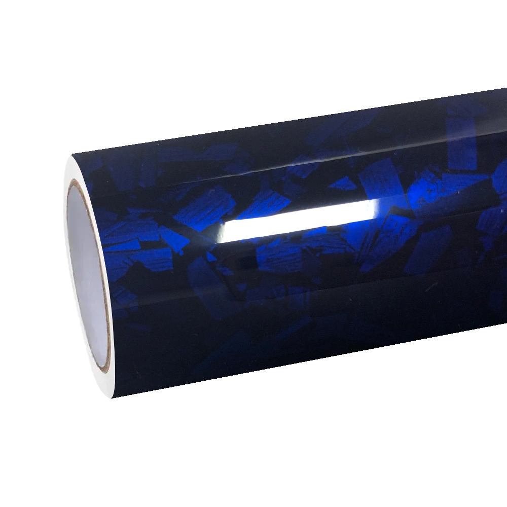 Gloss Blue Forged Carbon Fiber Car Vinyl Wrap PET