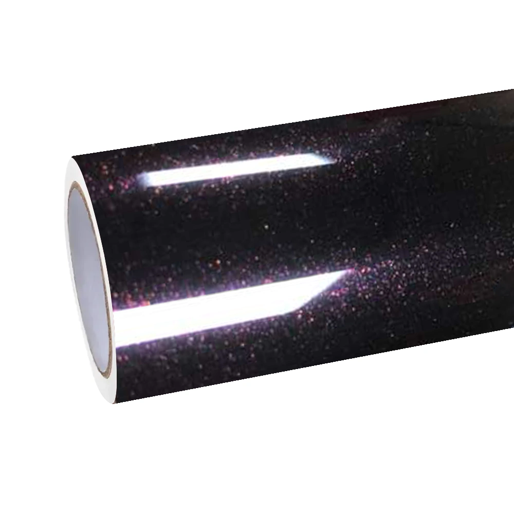 Gloss Glitter Starry Chameleon Black Red Car Vinyl Wrap PET