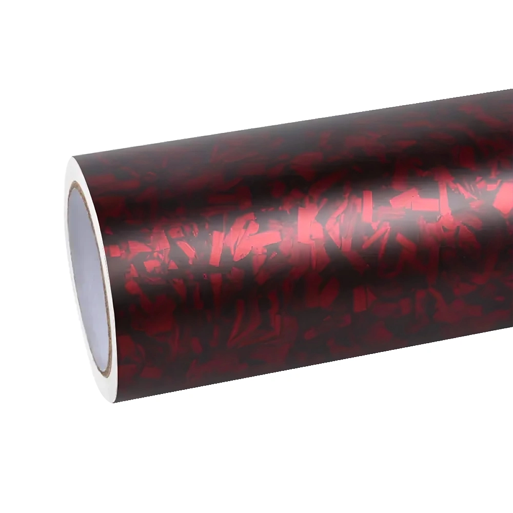 Matte Red Forging Carbon Fiber Car Vinyl Wrap PET