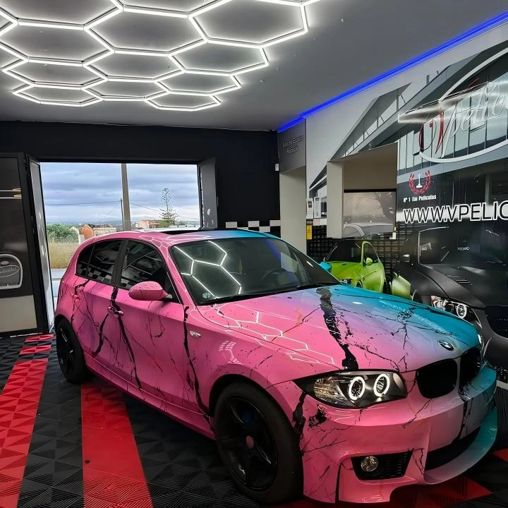 Pink to Blue Gradient Marble Print Custom Car Wrap