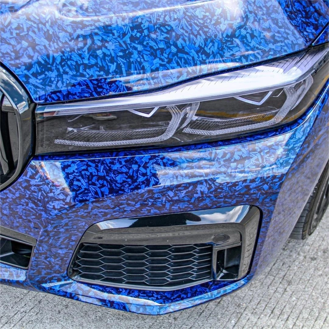 Gloss Blue Forged Carbon Fiber Car Vinyl Wrap PET