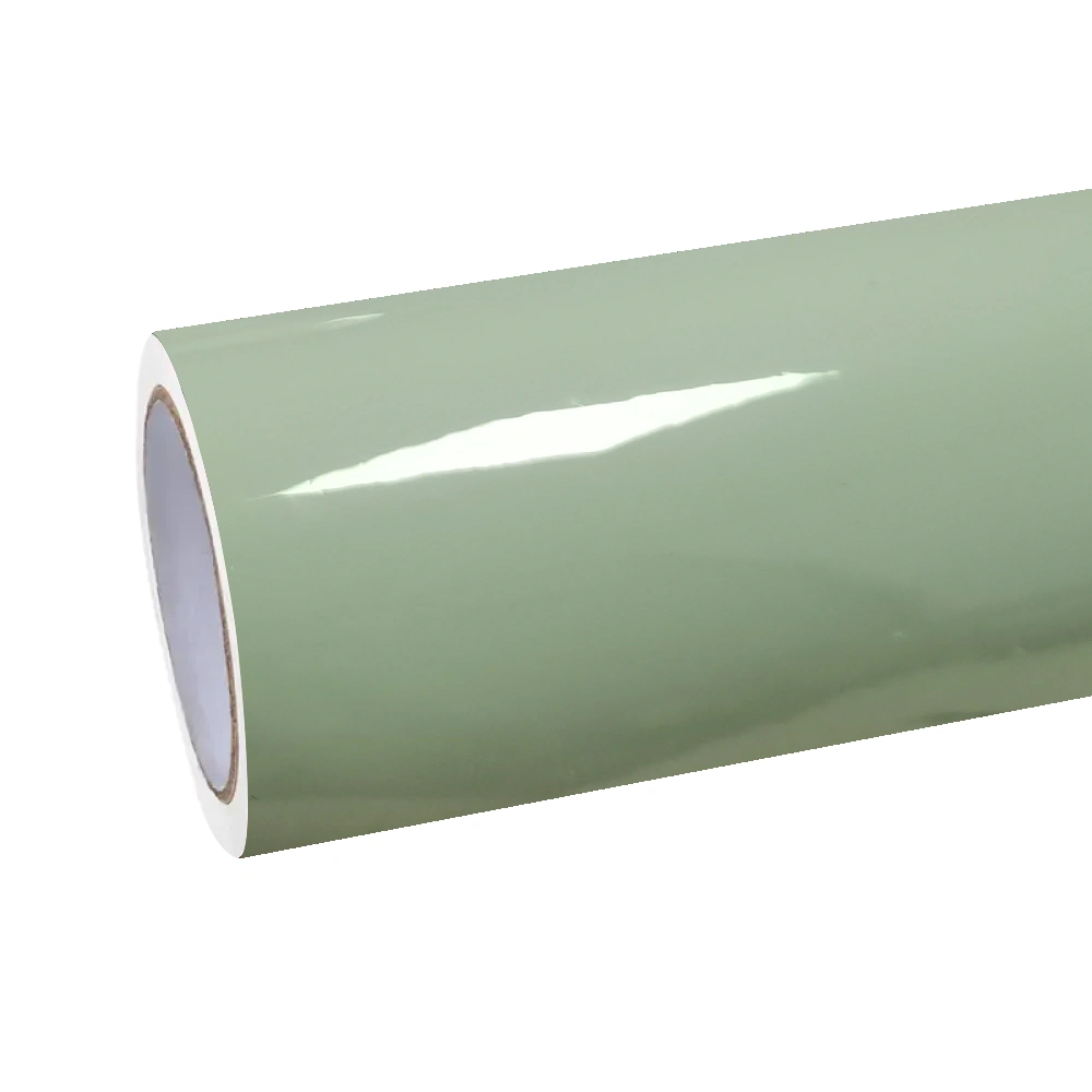 Gloss Light Khaki Green Car Vinyl Wrap PET
