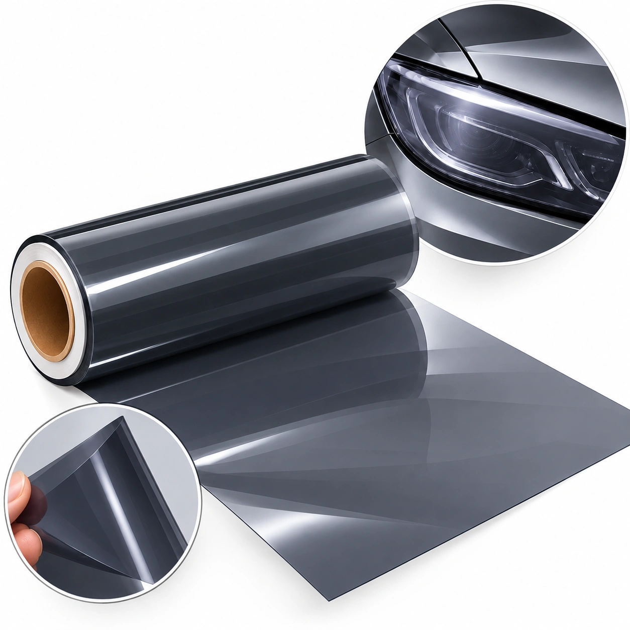TPU Self Healing Light Black Headlight Tint Film
