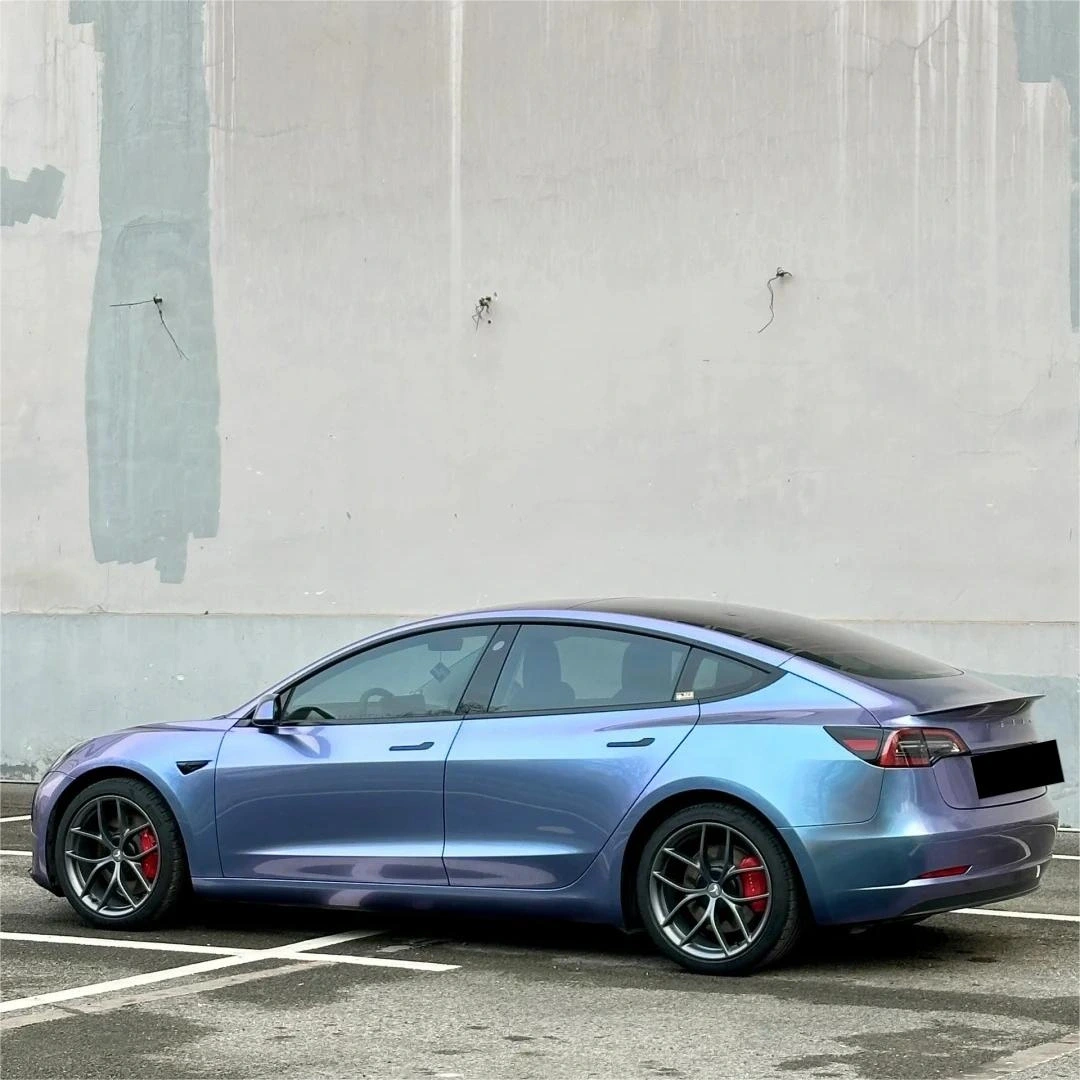 Gloss Metallic Chameleon Grey Purple Car Vinyl Wrap PET