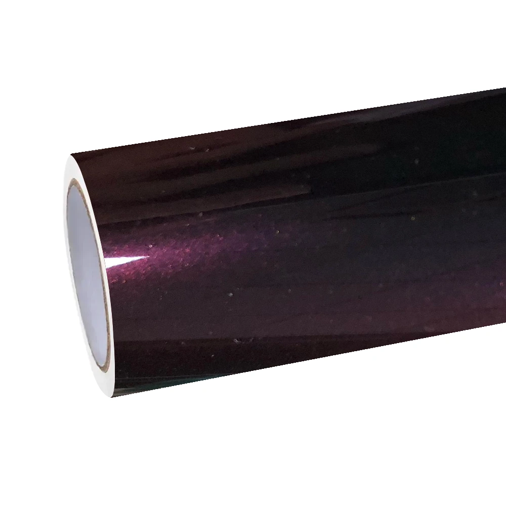 Gloss Chameleon Color Shift Black Red Car Vinyl Wrap PET