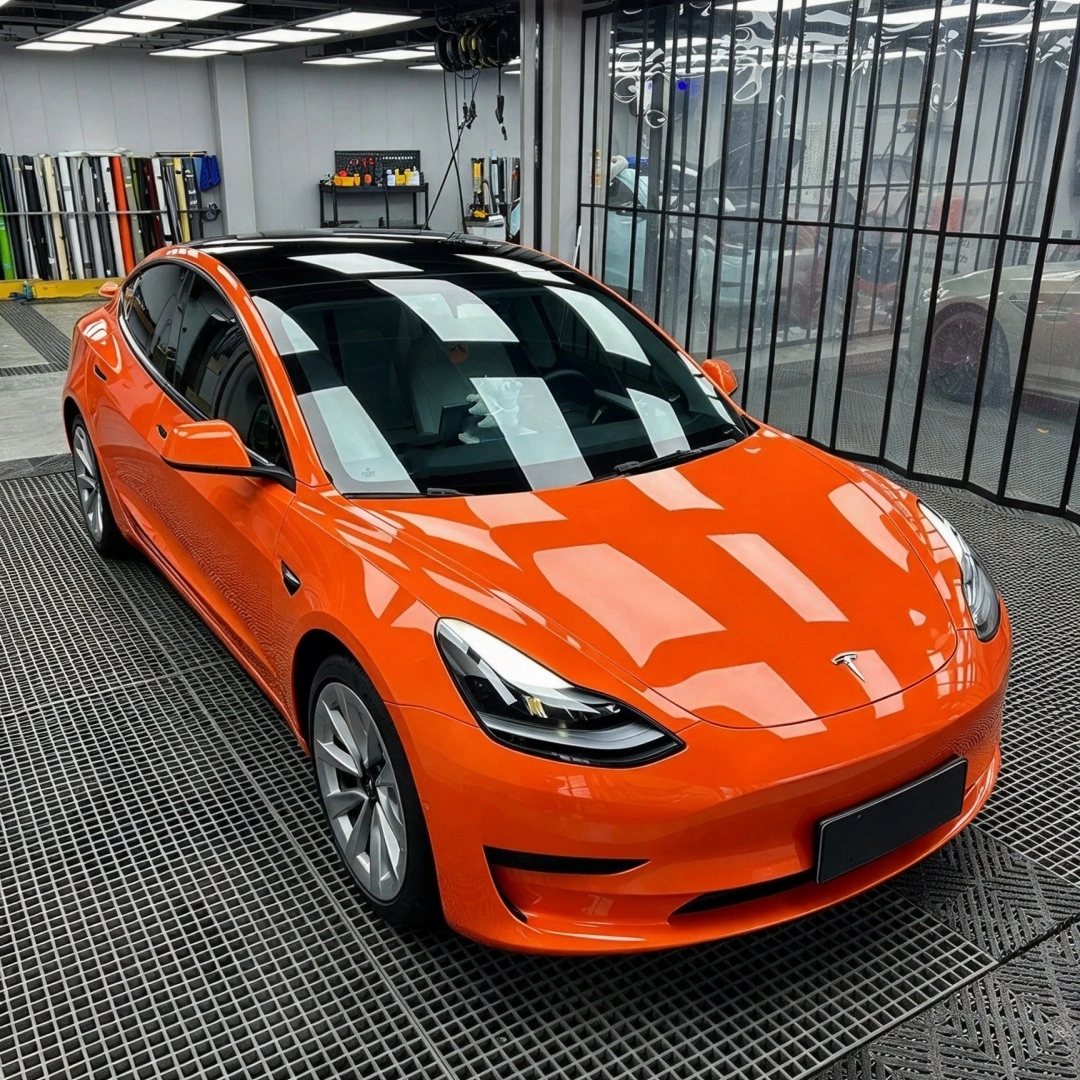 TPU Gloss Crystal Orange Red Colored PPF Paint Protection Film