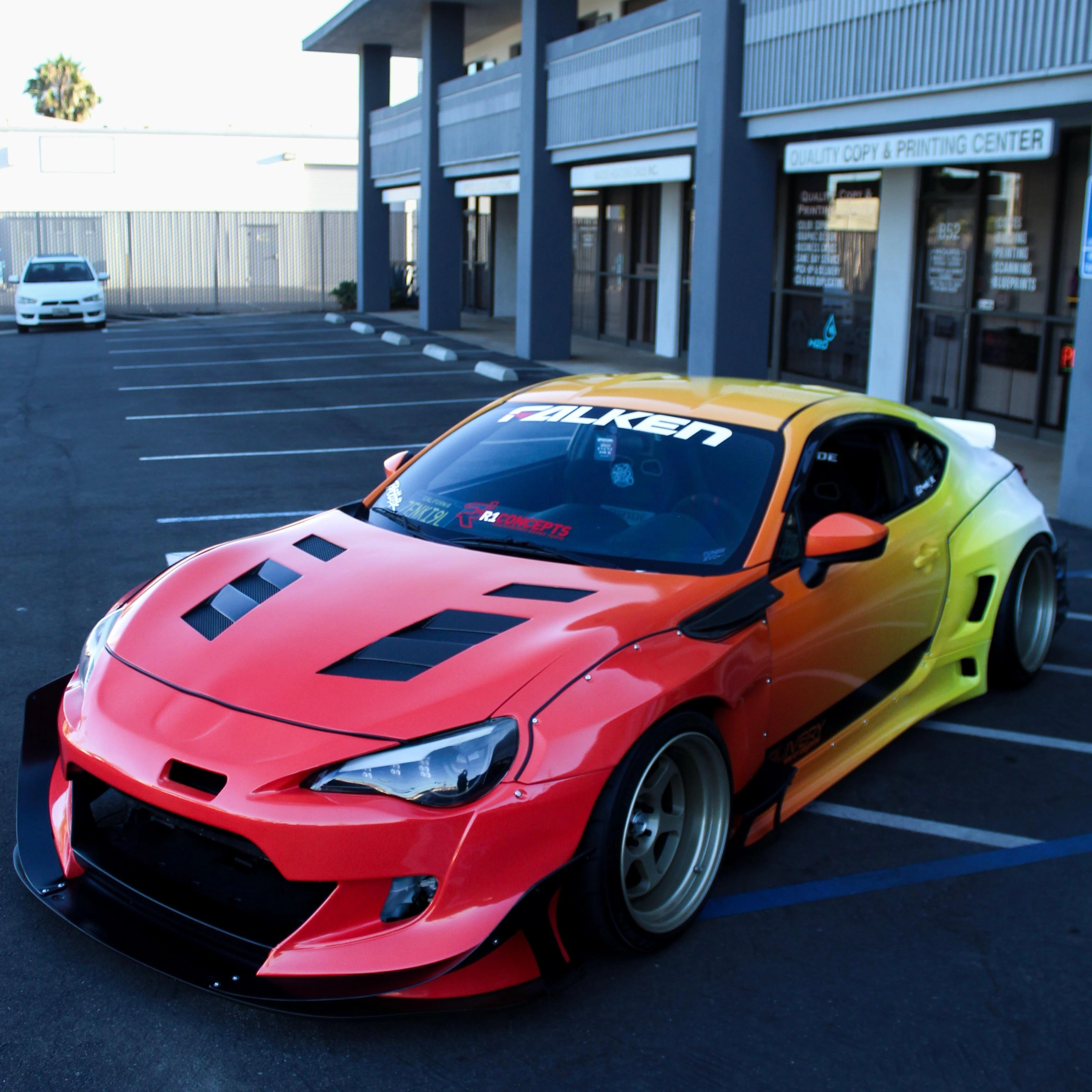 Gloss Red to Yellow to White Gradient Custom Car Wraps