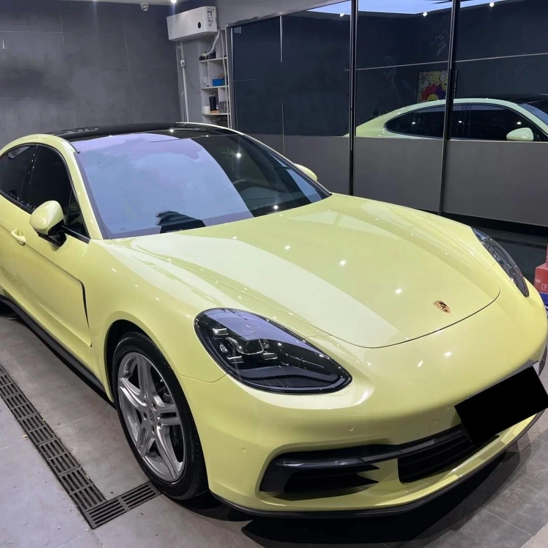 Gloss Light Yellow Car Vinyl Wrap PET
