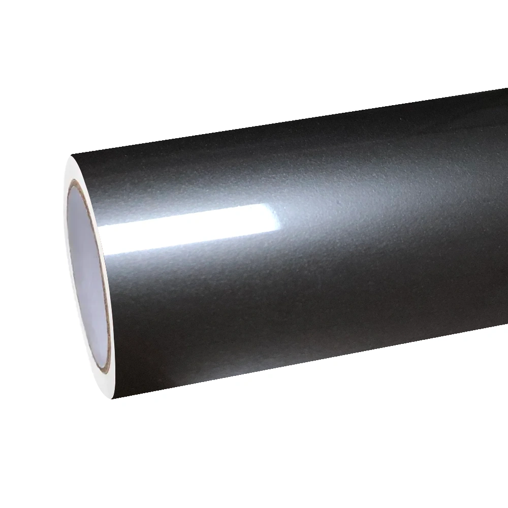 Gloss Metallic Tungsten Black Car Vinyl Wrap PET