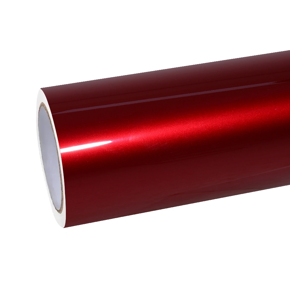 Gloss Metallic Cherry Red Car Vinyl Wrap PET