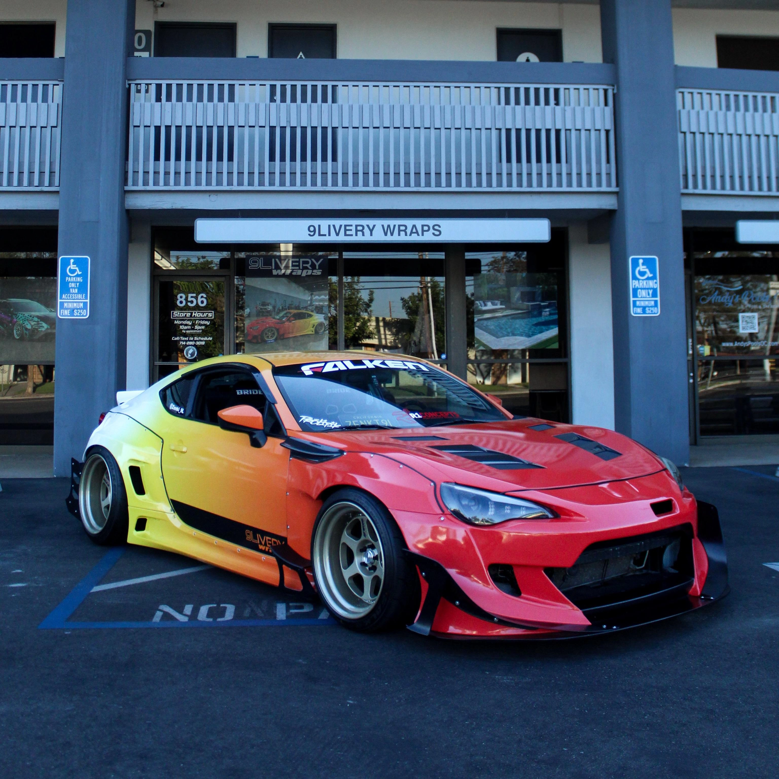 Gloss Red to Yellow to White Gradient Custom Car Wraps