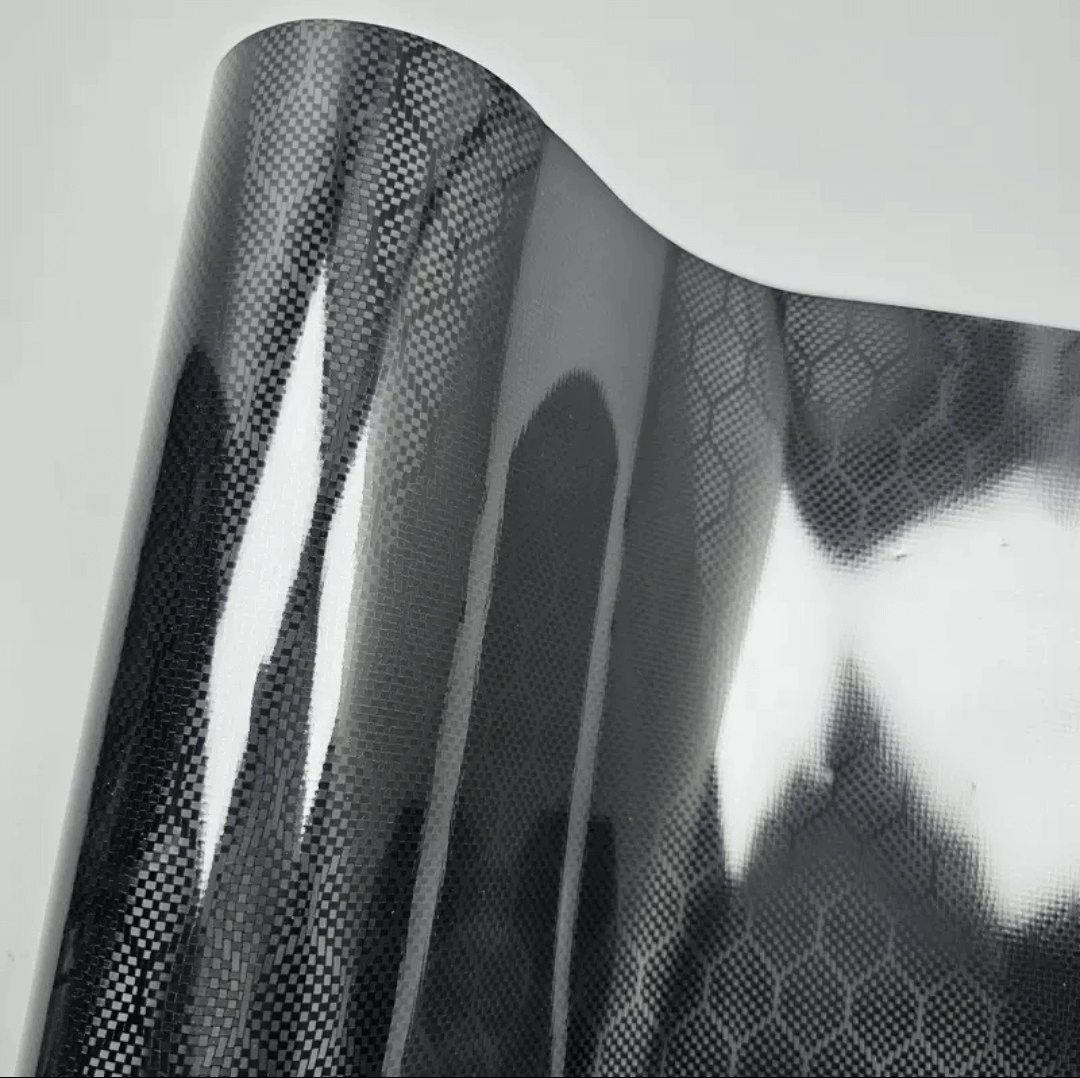 Gloss Honeycomb Carbon Fiber Black Car Vinyl Wrap PET