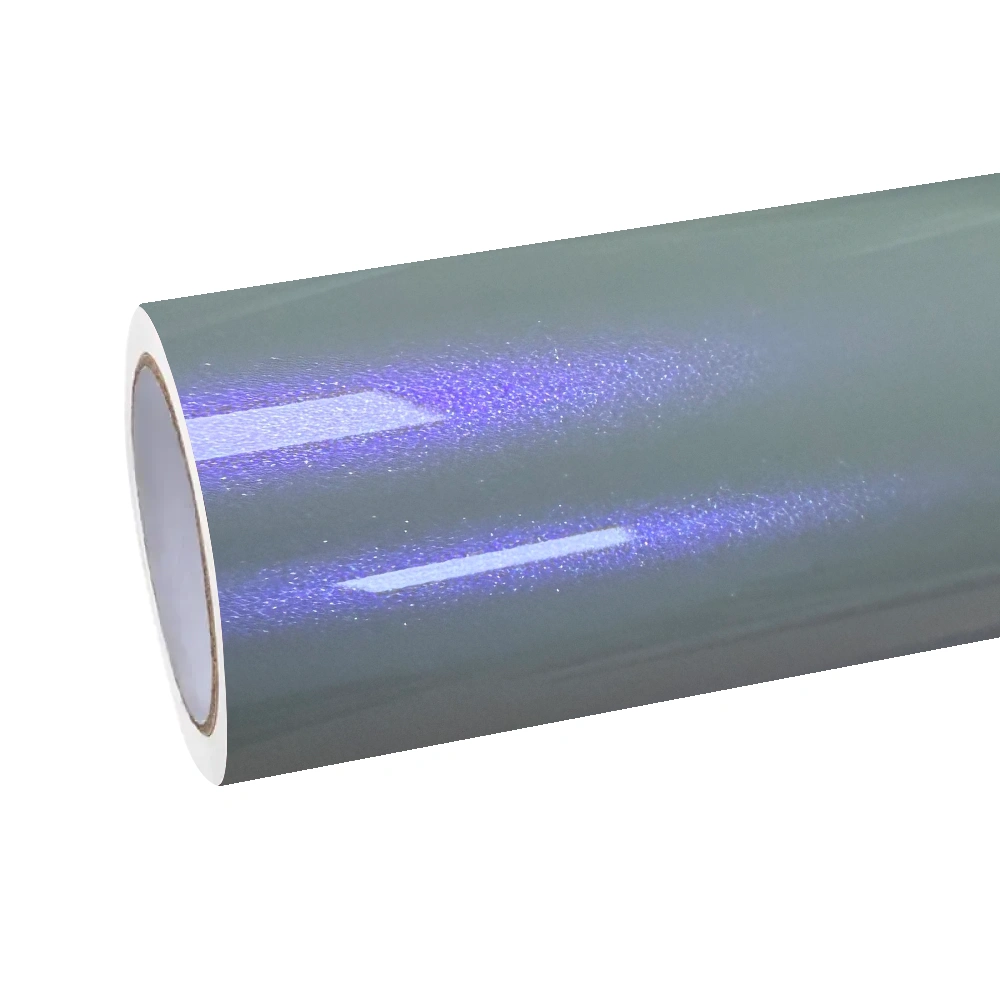 Ultra Gloss Metallic Chameleon Silver Purple Car Vinyl Wrap PET
