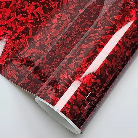 Gloss Red Forged Carbon Car Vinyl Wrap PET