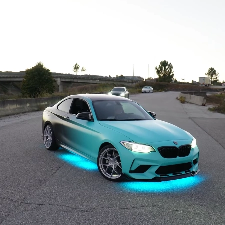 Matte Tiffany Blue to Black Gradient Custom Wrap