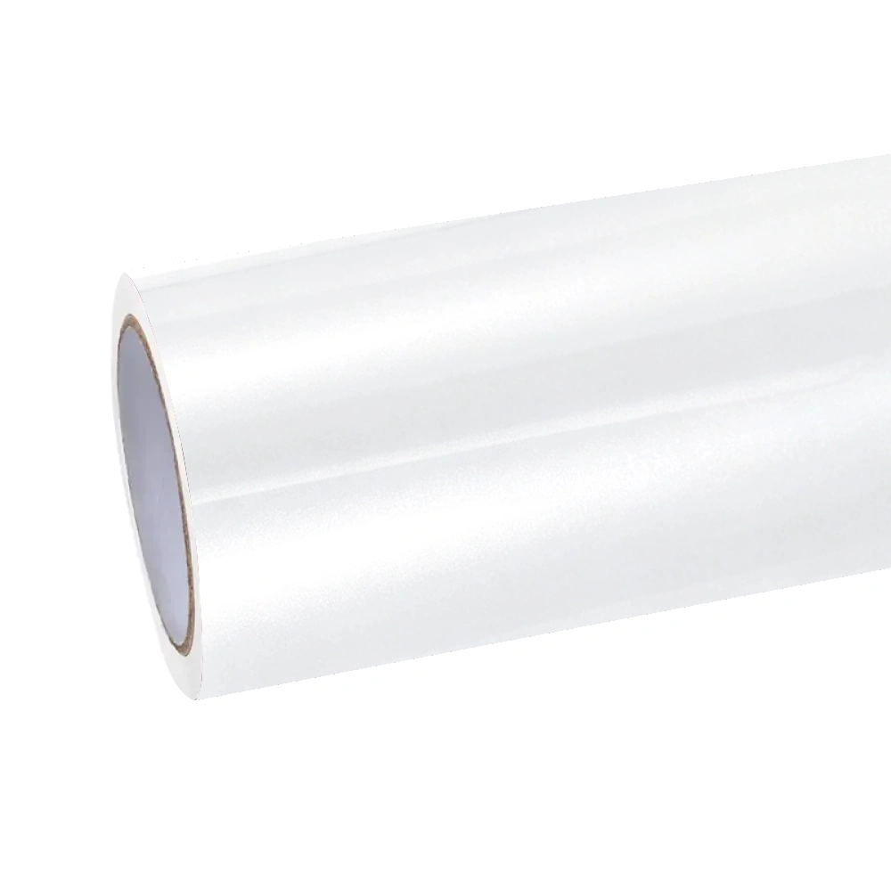 Glossy Shell White Car Vinyl Wrap PET