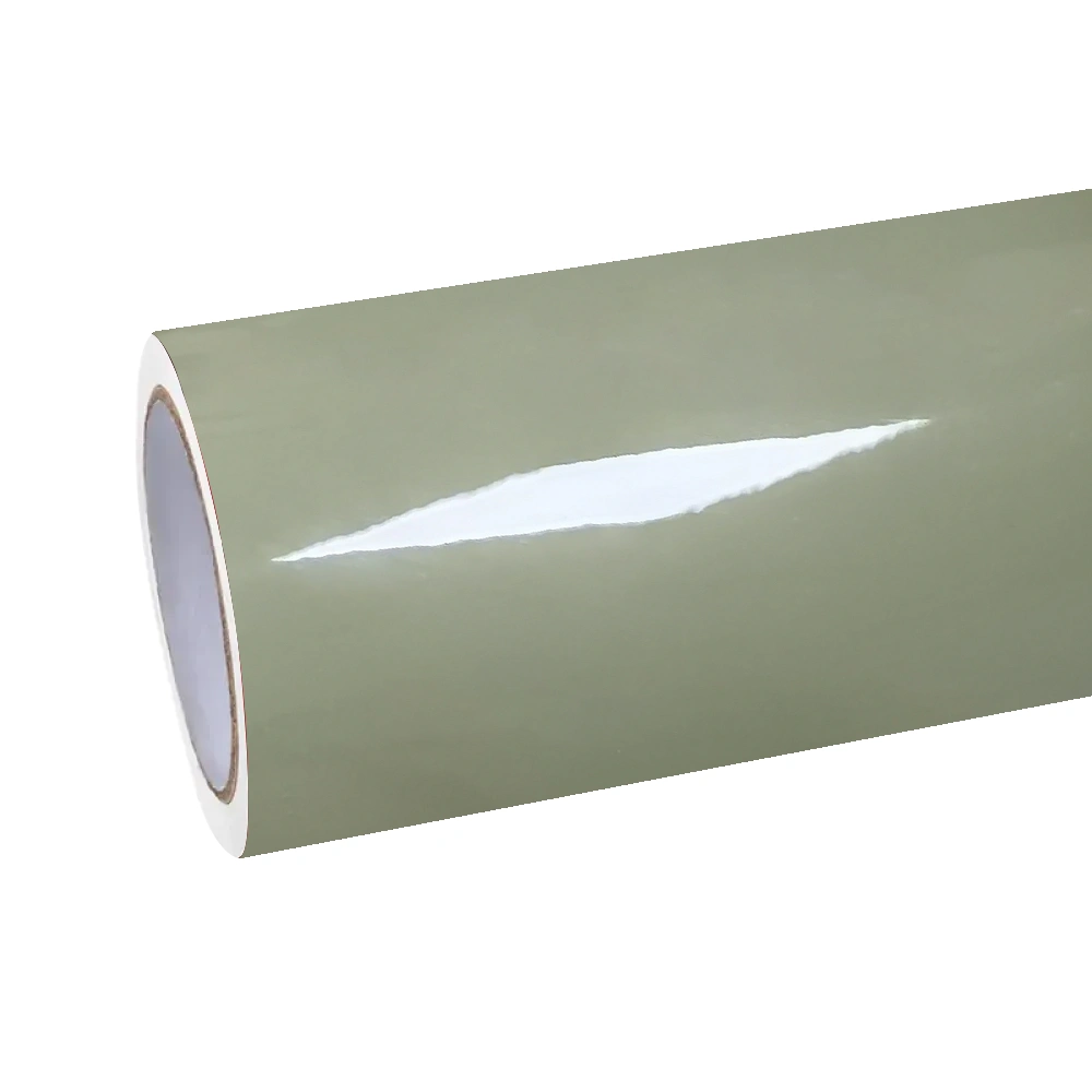 Glossy Khaki Green Car Vinyl Wrap PET